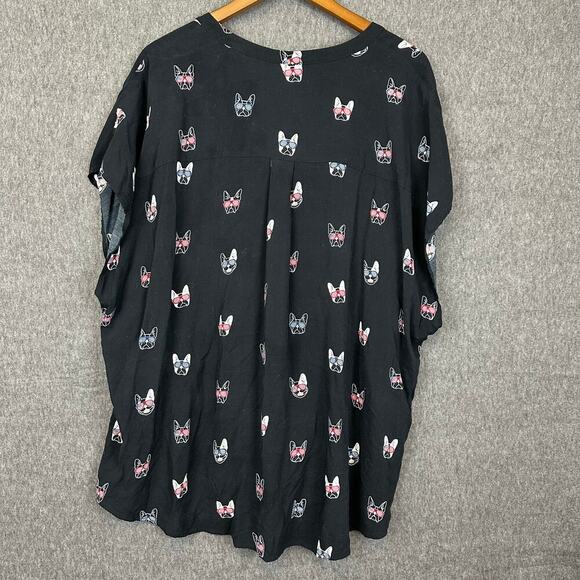 Torrid French Bulldog Print Rayon Button Up Blouse Sz 4X Lightweight Summer - Picture 6 of 8
